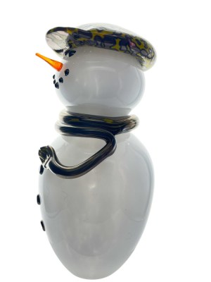 Snowman with Yellow and Black Leopard Print Beret_Side View4